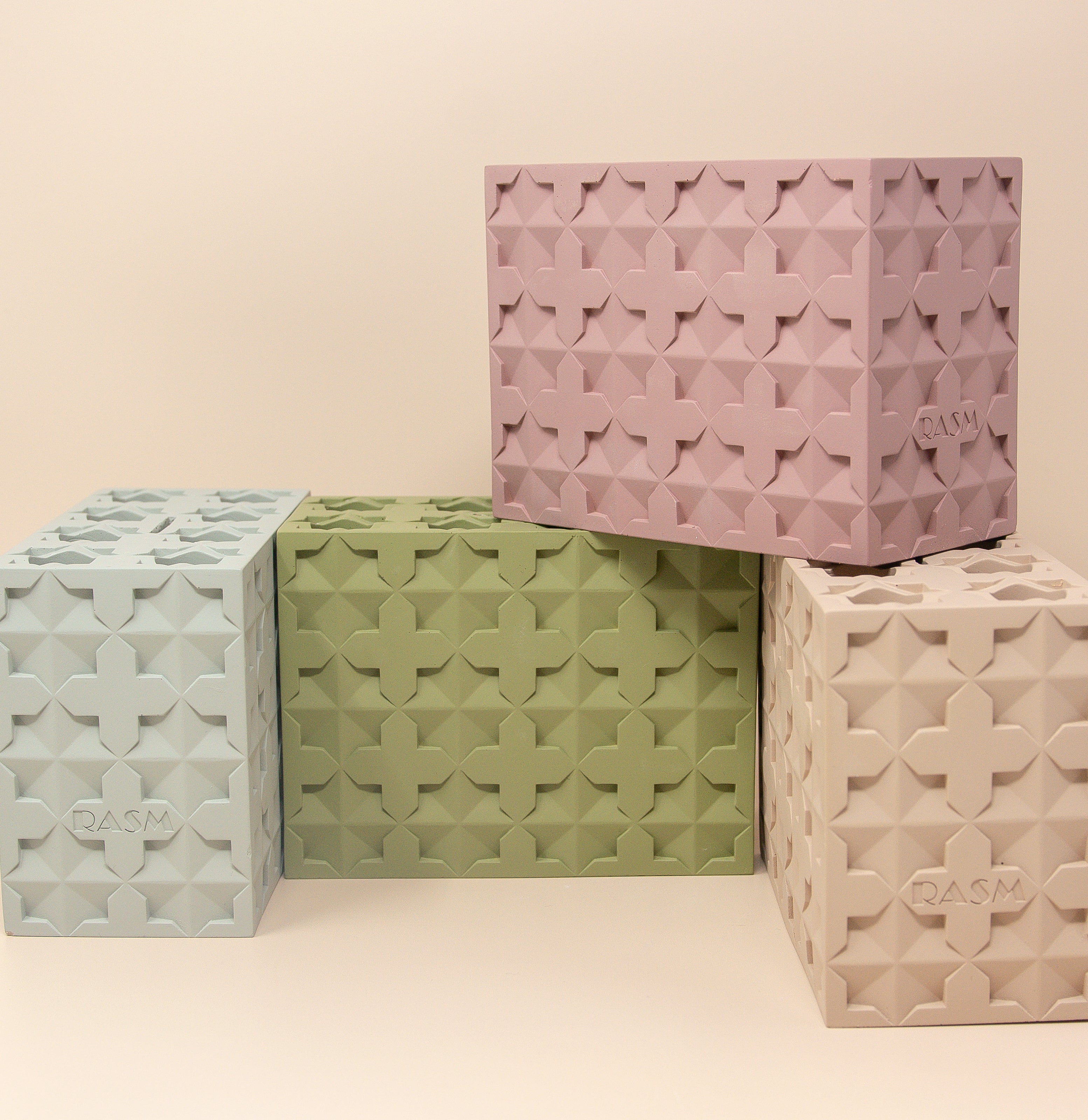 Islamic Geometric Base/Candle Holder - Rectangle/Pink